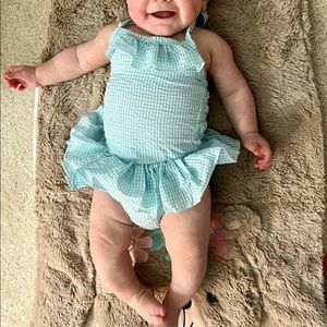 Adorable Boutique Peplum Smocked Gingham Swimsuit